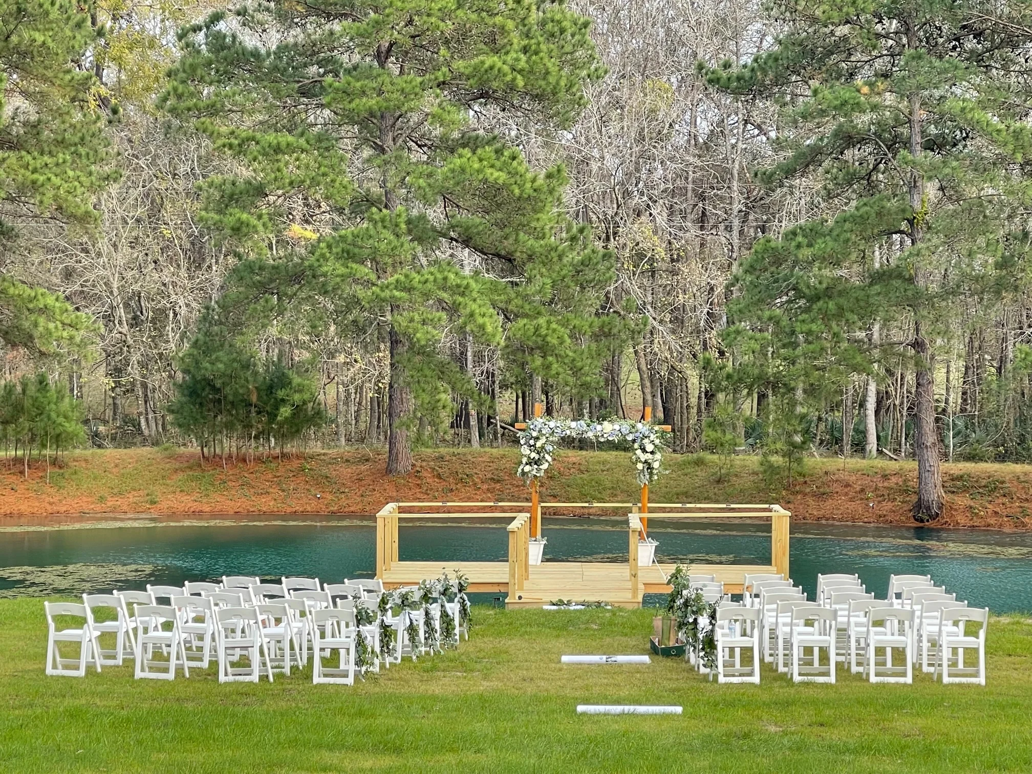 wedding ceremony by dock